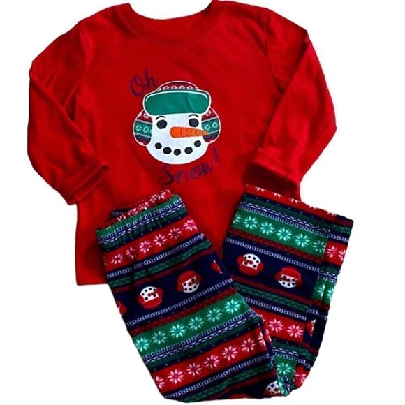 Jammies For Your Families Snowman Fairisle Top & Microfleece Bottoms Pajama Set - Picture 1 of 12
